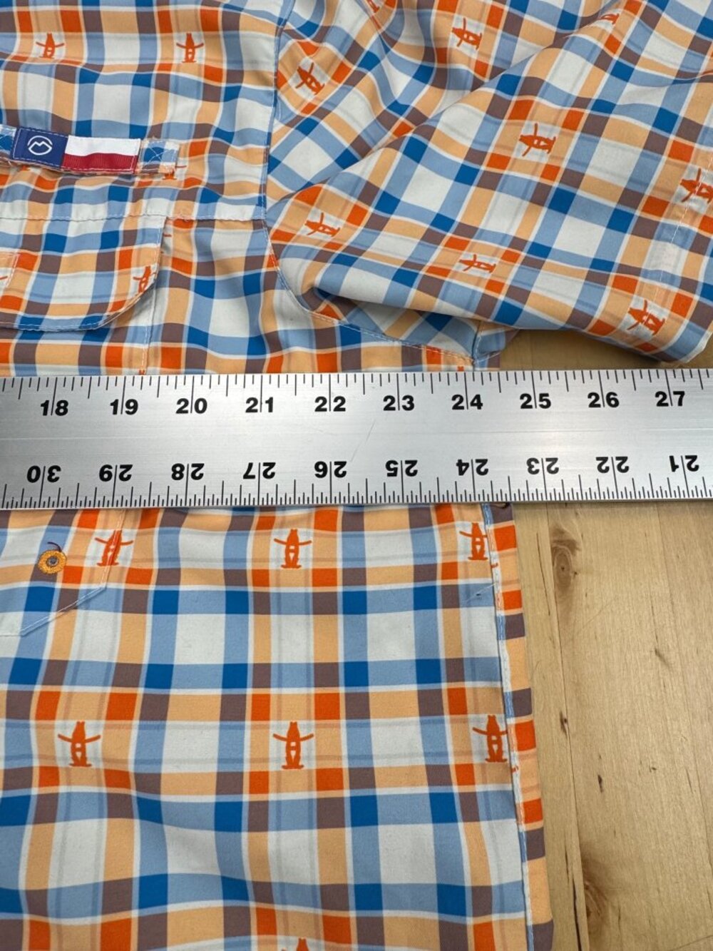 Magellan Outdoors Vented Fishing Shirt Houston Rodeo Orange Blue Plaid XL - Picture 7 of 15